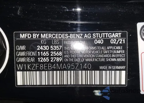 2021 Mercedes-Benz E 350 4Matic from USA, damaged, VIN W1KZF8EB4MA957140